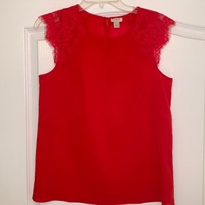 J.Crew Factory Lace Cap-sleeve Blouse